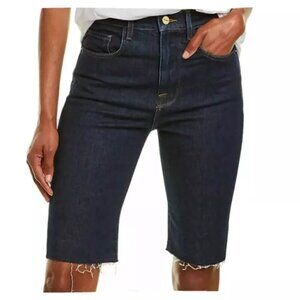 FRAME Le Vintage Raw Edge Denim Bermuda Shorts in Bronx